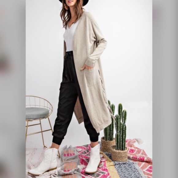 Boho Style Brushed Knit Duster Cardigan - Picture 2 of 7